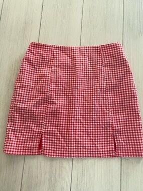 Nasty Gal Red & White Gingham Mini Skirt